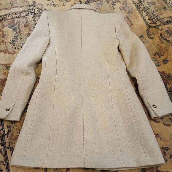 ZARA Wool Blend Single Breasted Tan/Cream Coat XS - Picture 10 of 13